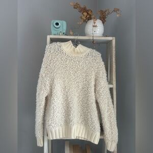 Express Cream Textured Turtleneck Sweater